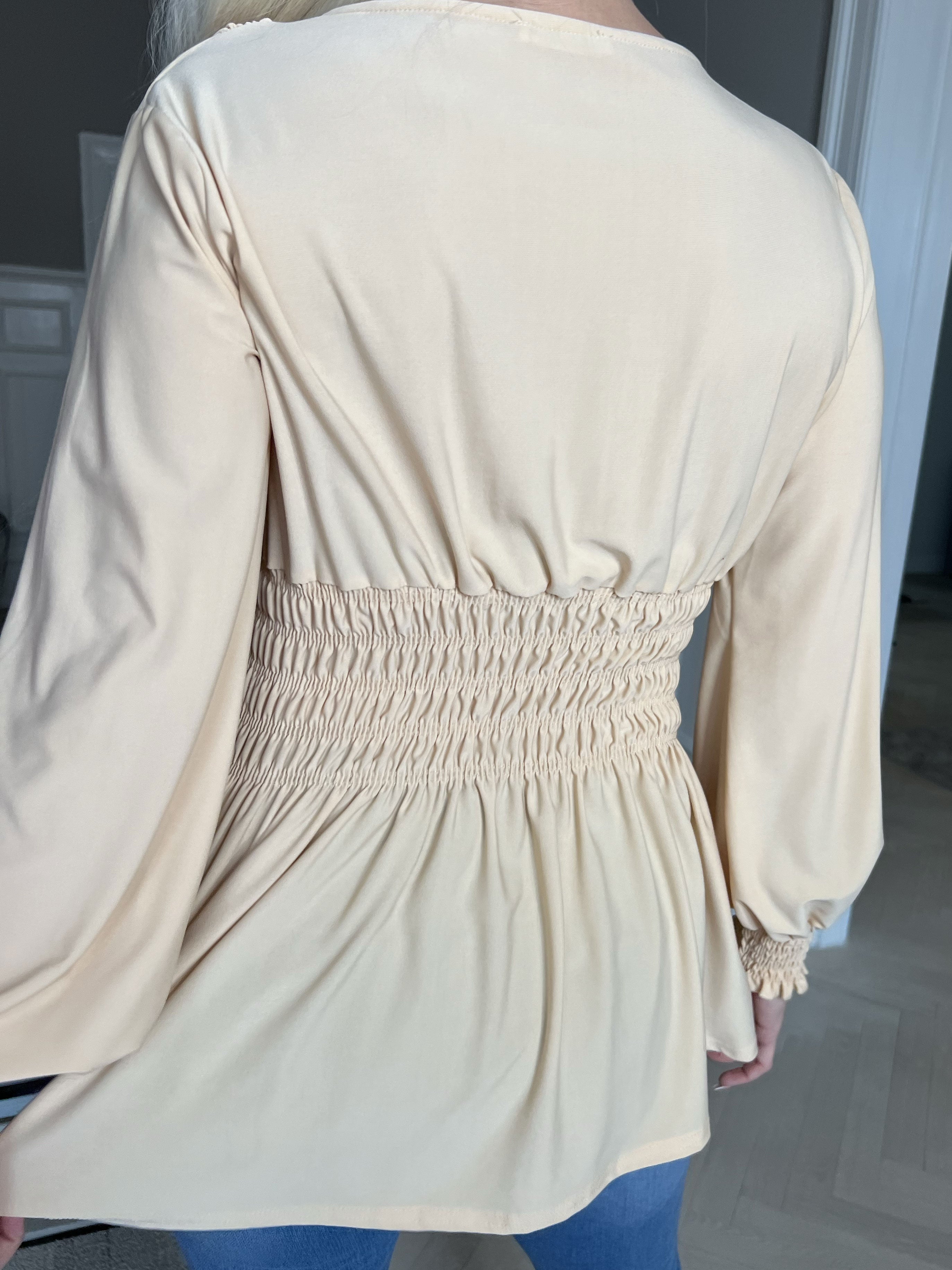 Pams Plain Shirt L/S - Bluse i elastisk stof med lange ærmer